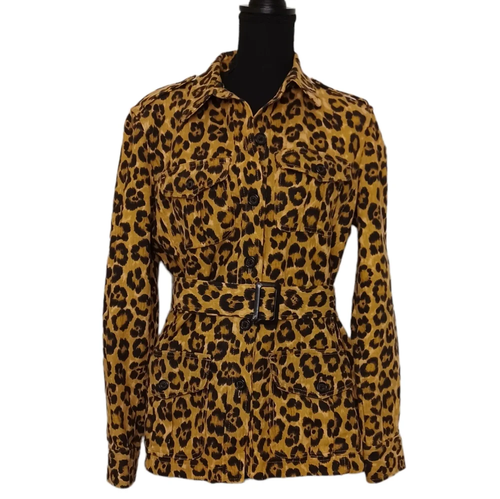 Lauren Ralph Lauren Leopard Print Belted Safari Jacket Size Large